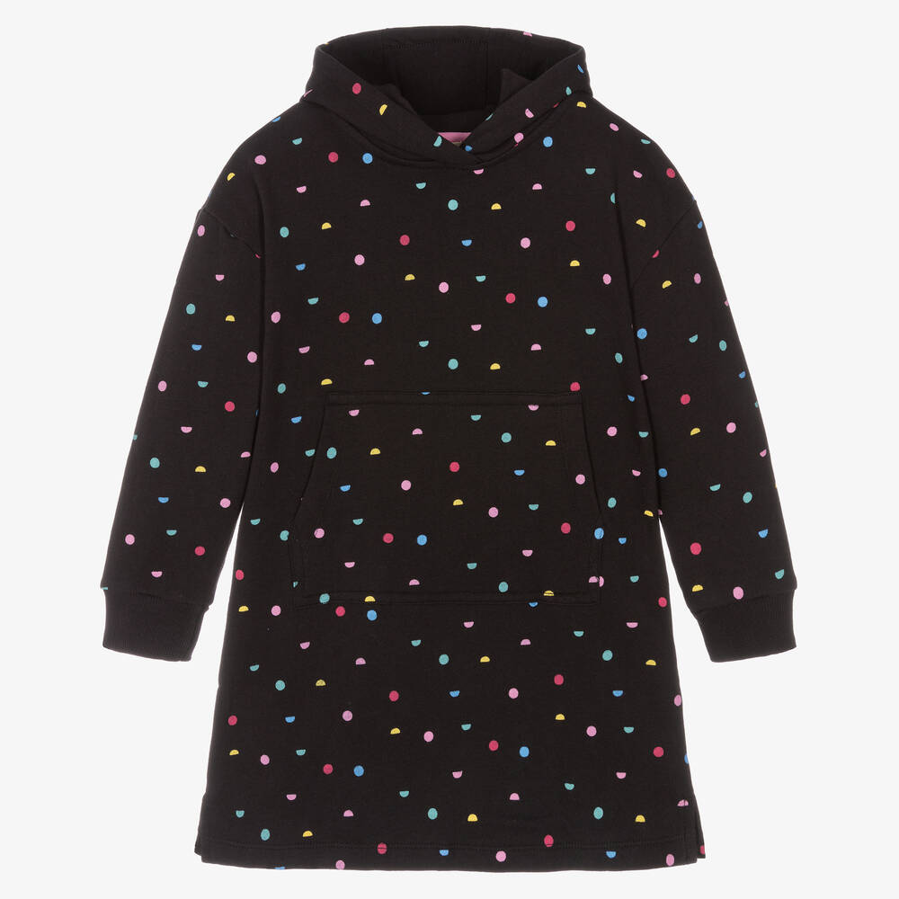Joyday - Robe-sweat à capuche noire en coton fille | Childrensalon
