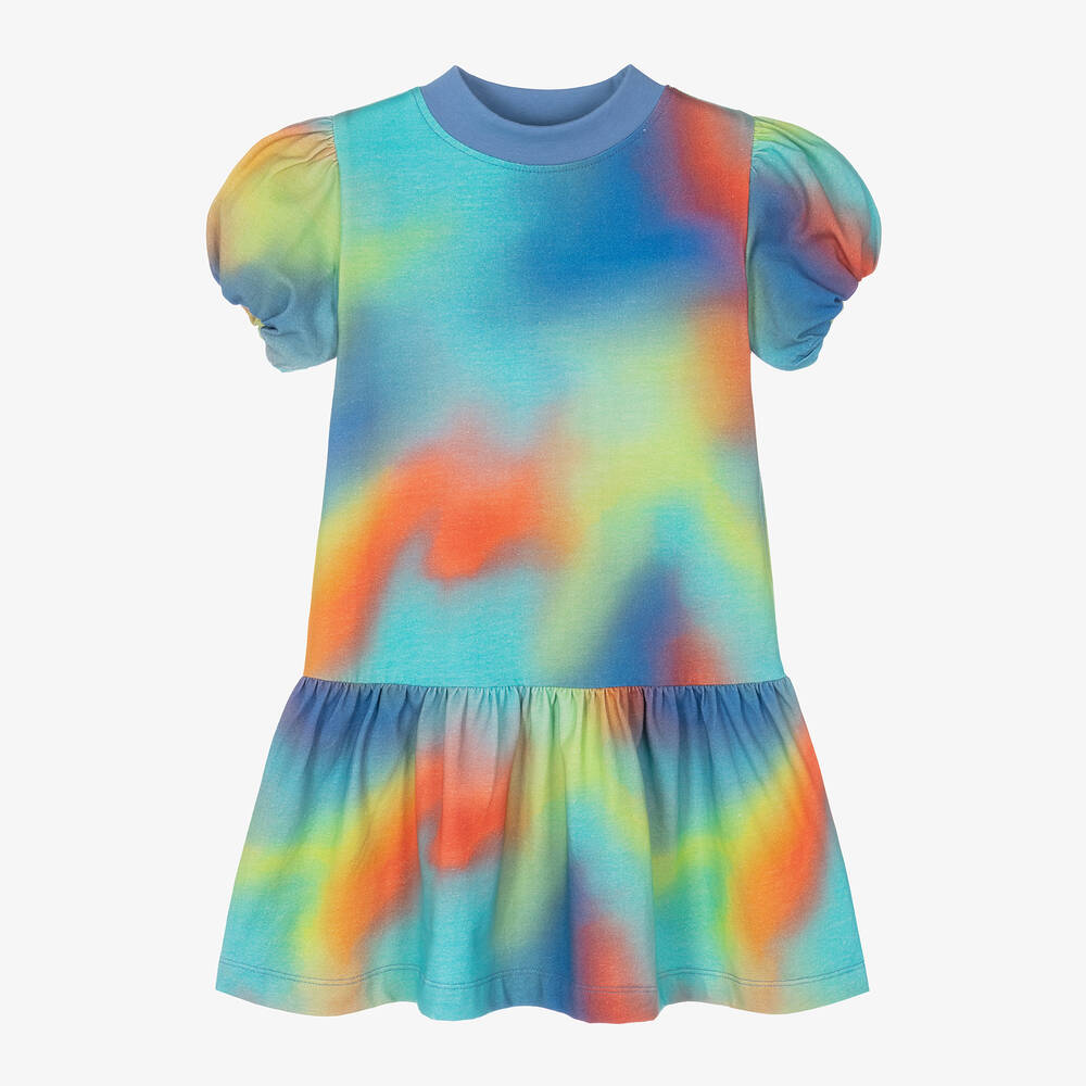 Joyday - Girls Blue Cotton Spray Paint Dress | Childrensalon