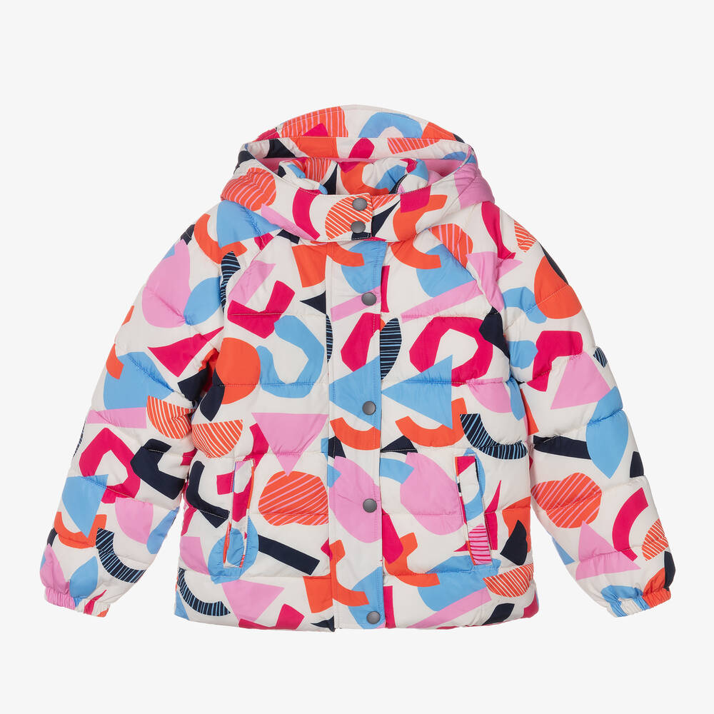 Joyday - Girls Ivory & Pink Showerproof Puffer Coat | Childrensalon
