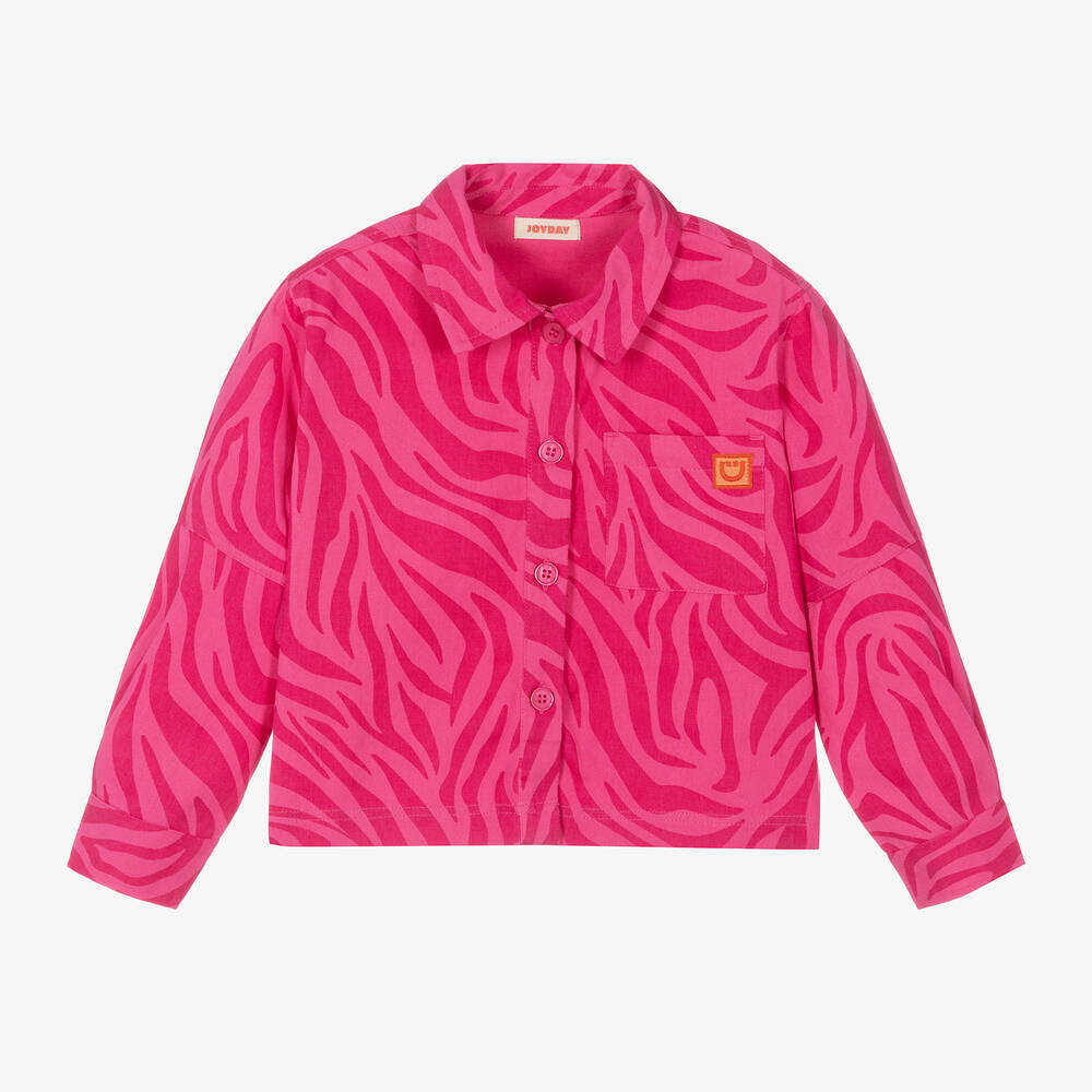 Joyday - Girls Pink Cotton Animal Print Jacket | Childrensalon