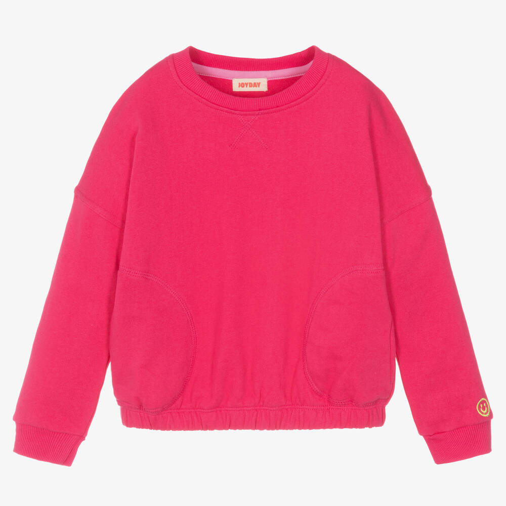 Joyday - Girls Pink Cotton Jersey Sweatshirt | Childrensalon