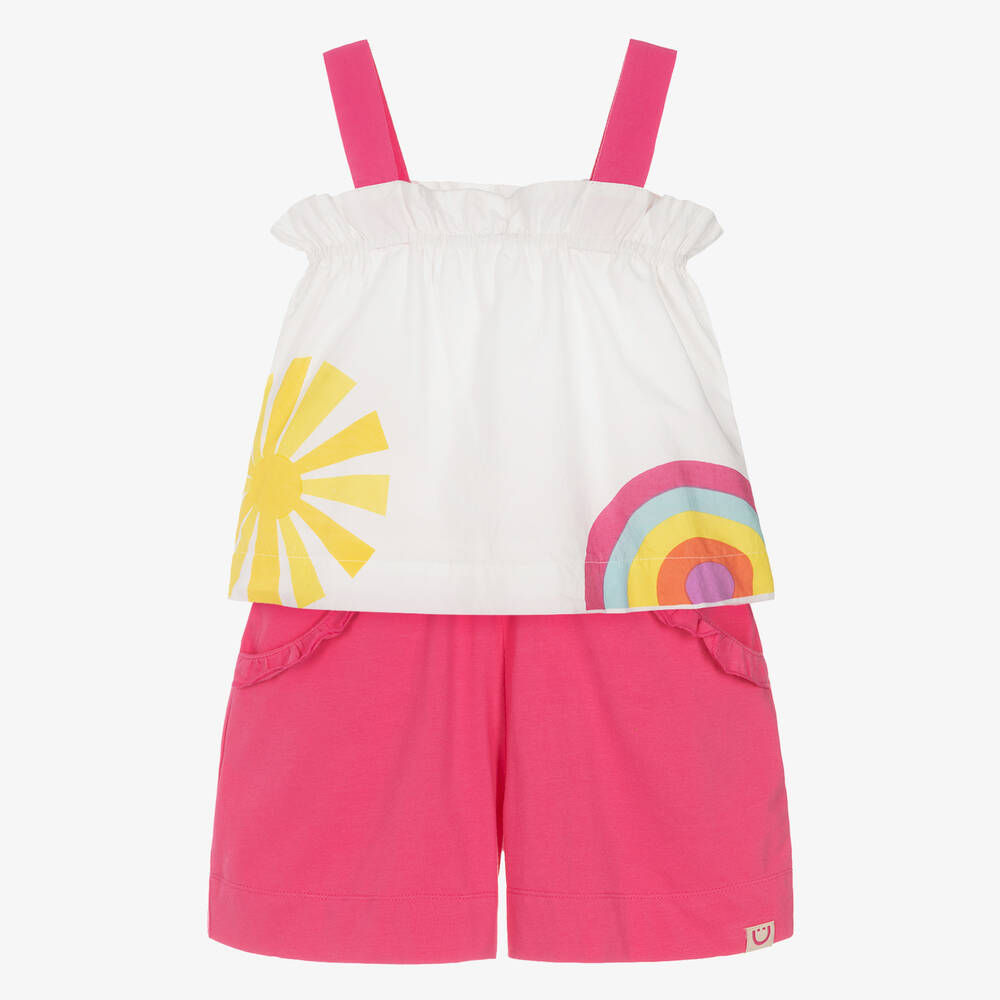 Joyday - Girls Pink Cotton Sunshine Shorts Set | Childrensalon