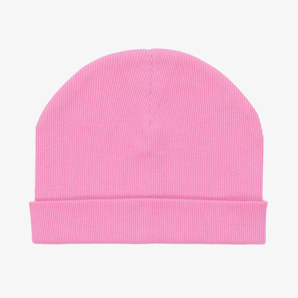Joyday - Girls Pink Ribbed Cotton Beanie Hat | Childrensalon