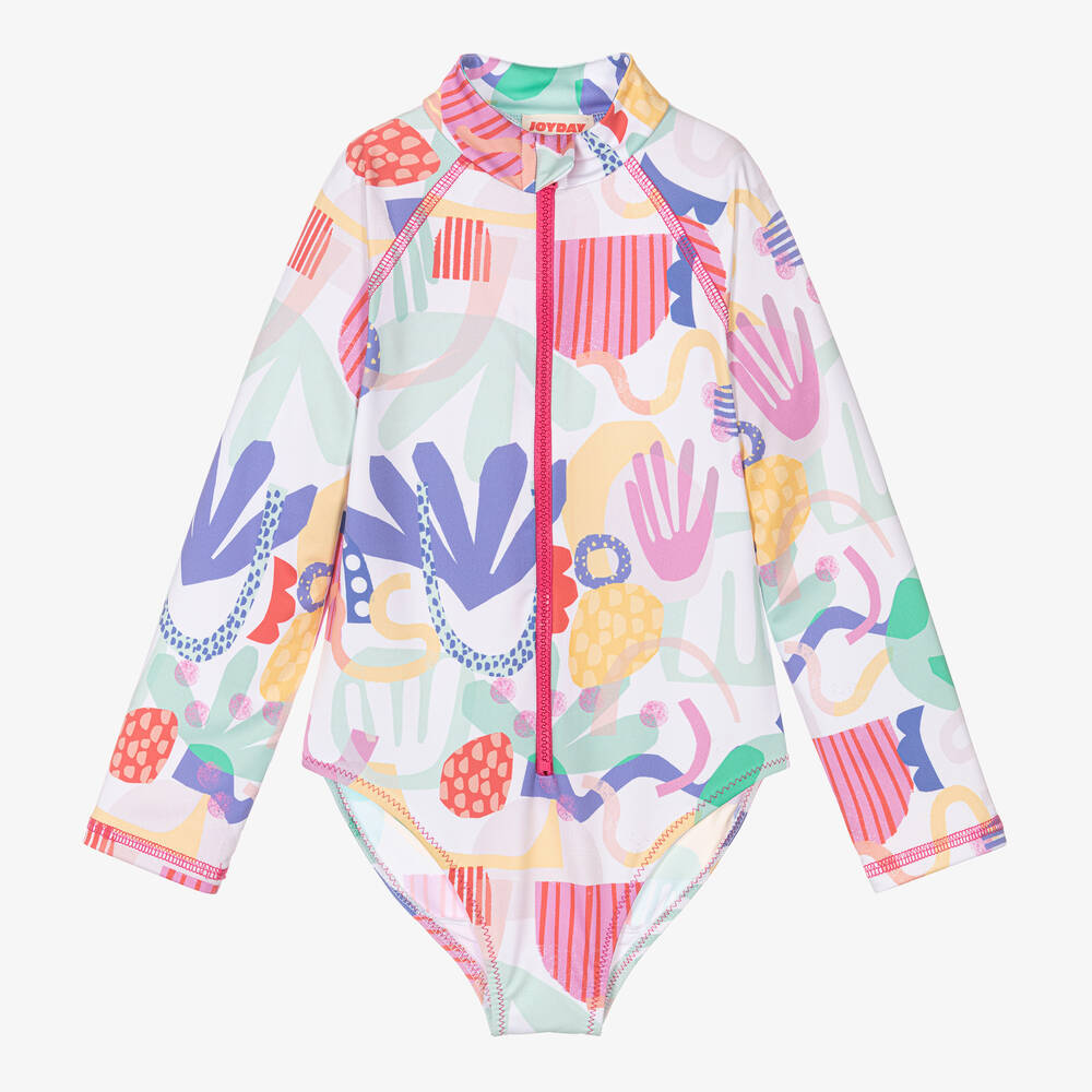 Joyday - Langärmeliger Badeanzug weiß & rosa | Childrensalon
