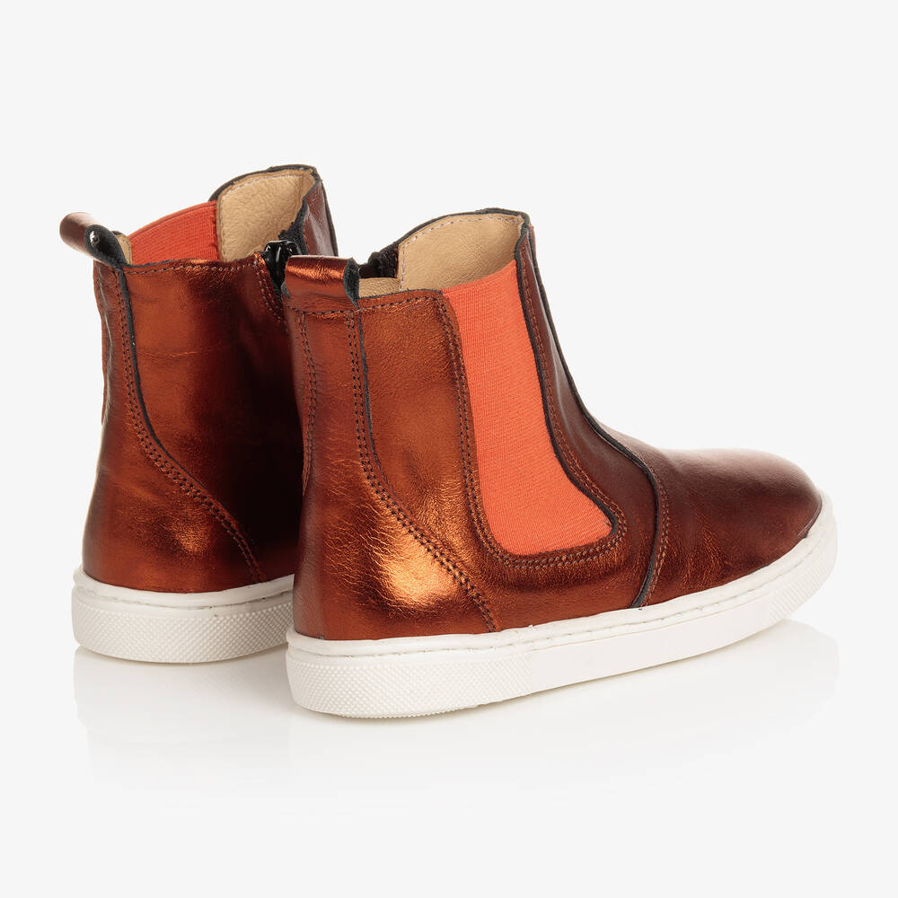 Joyday - Orange Leather Ankle Boots | Childrensalon
