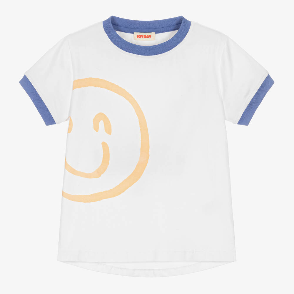 Joyday - T-shirt blanc en coton Winking Face | Childrensalon