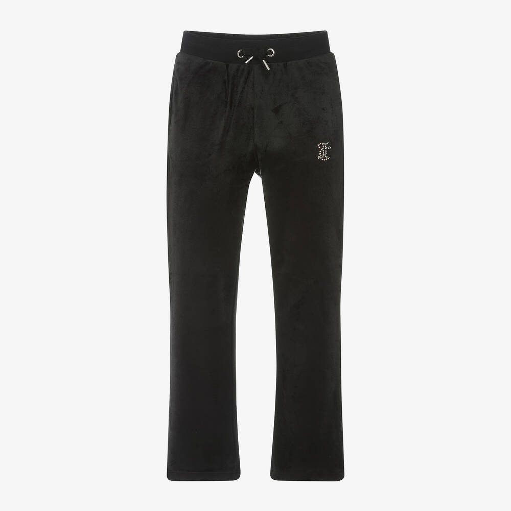 Juicy Couture - Girls Black Velour Flared Joggers | Childrensalon