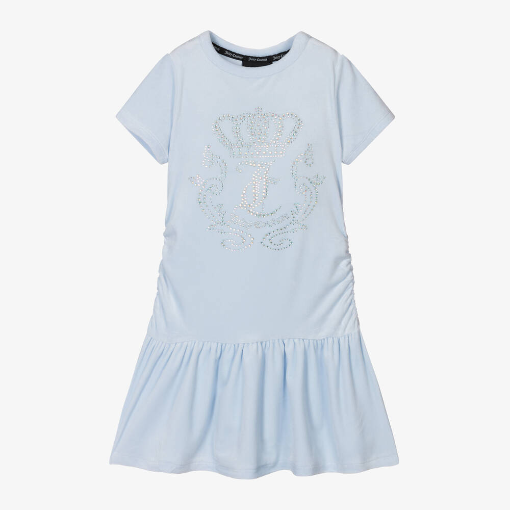 Juicy Couture - Girls Blue Velour Dress | Childrensalon