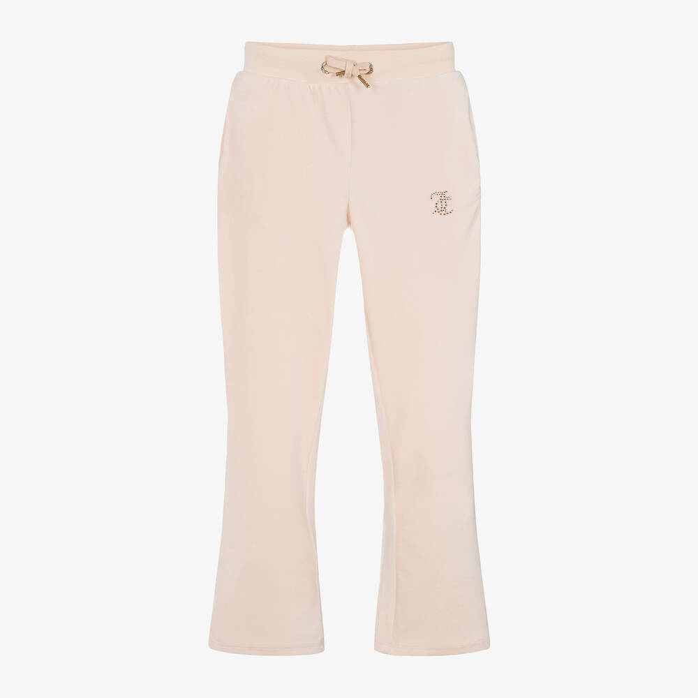 Juicy Couture - Girls Blush Pink Flared Velour Joggers | Childrensalon
