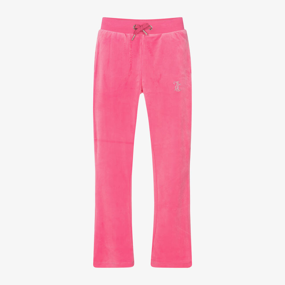 Juicy Couture - Girls Bright Pink Flared Velour Joggers | Childrensalon