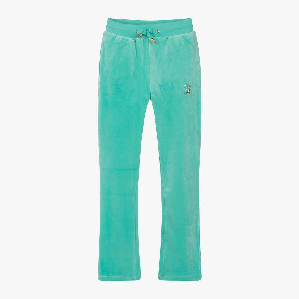 Juicy Couture - Girls Green Flared Velour Joggers | Childrensalon