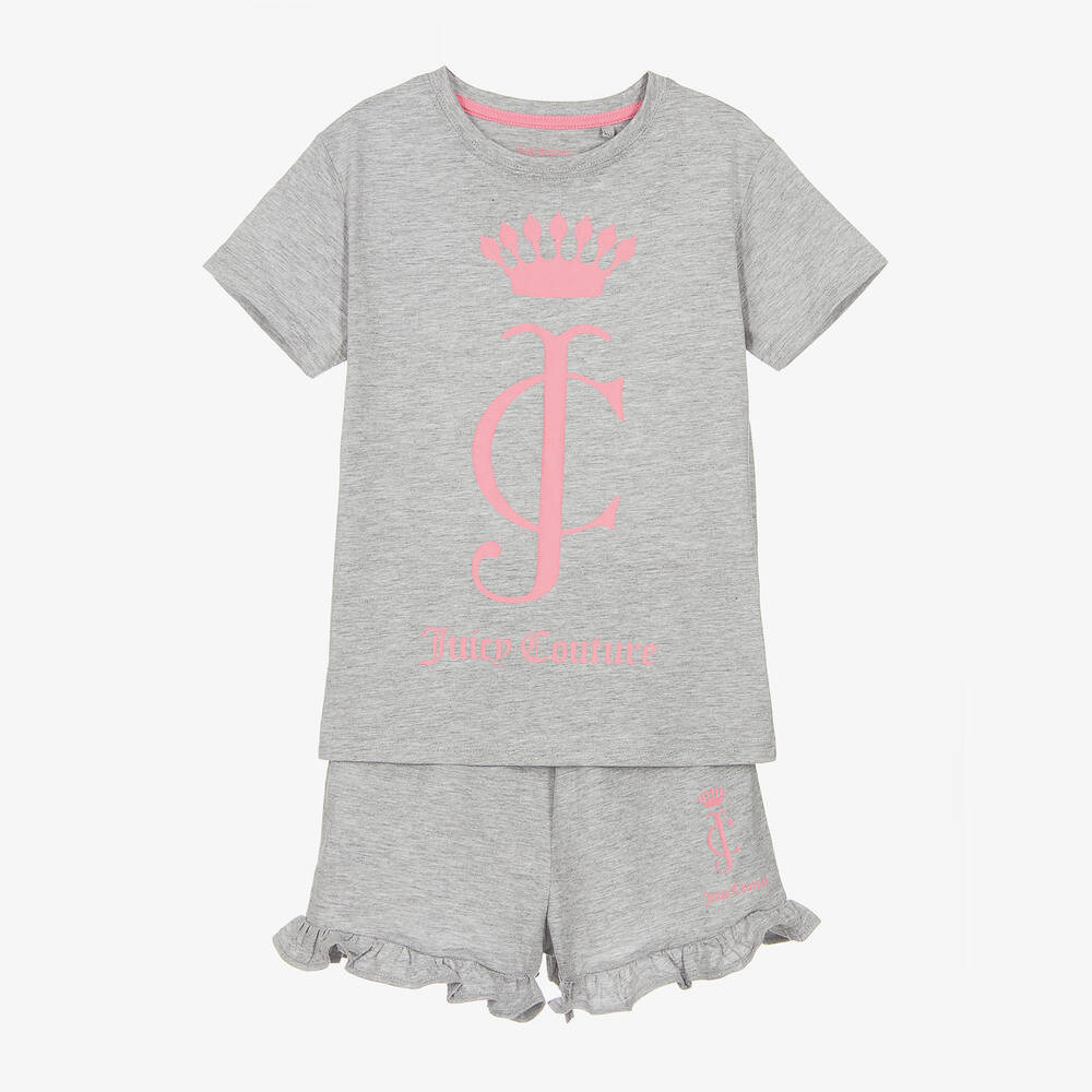 Juicy Couture - Girls Grey Marl Cotton Pyjamas | Childrensalon