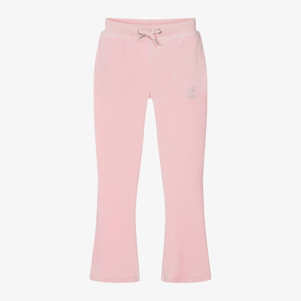 Juicy Couture - Girls Pale Pink Flared Velour Joggers | Childrensalon