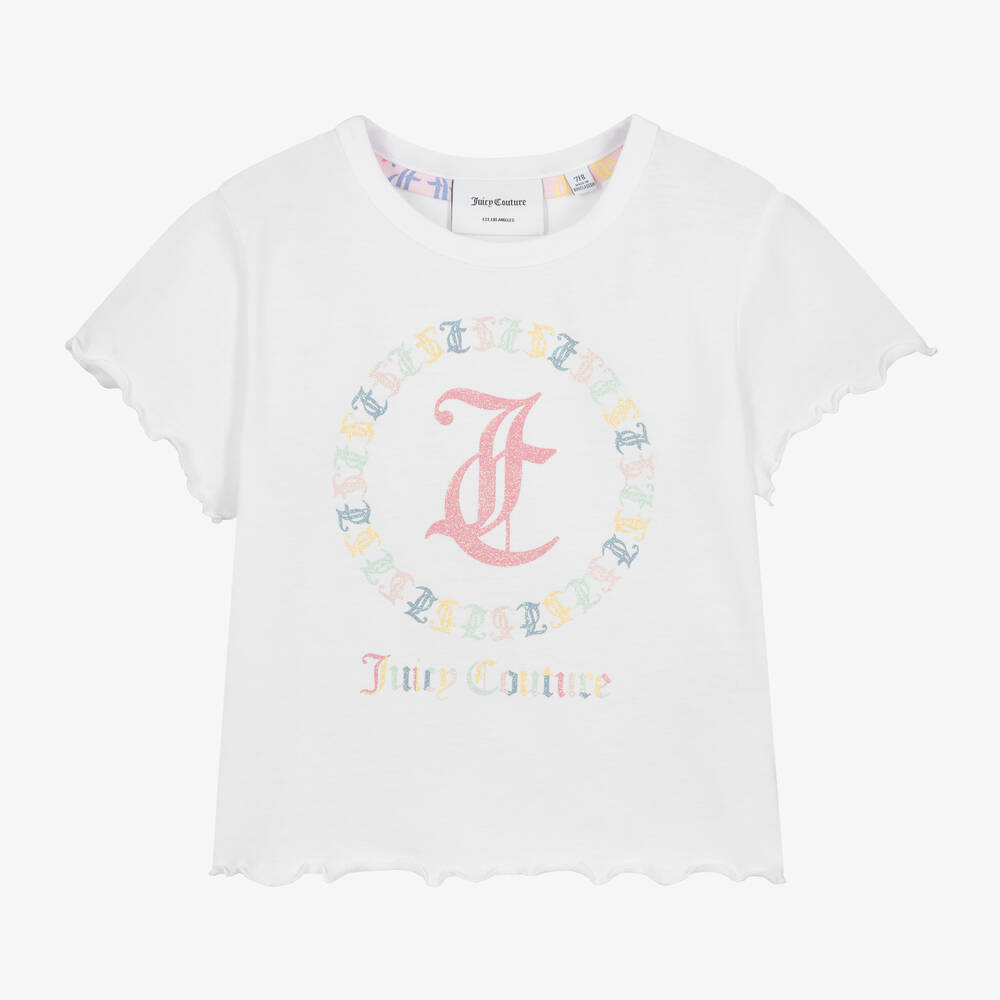 Juicy Couture - Girls White Cotton T-Shirt | Childrensalon