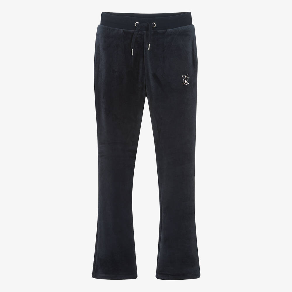 Juicy Couture - Teen Girls Navy Blue Flared Velour Joggers | Childrensalon