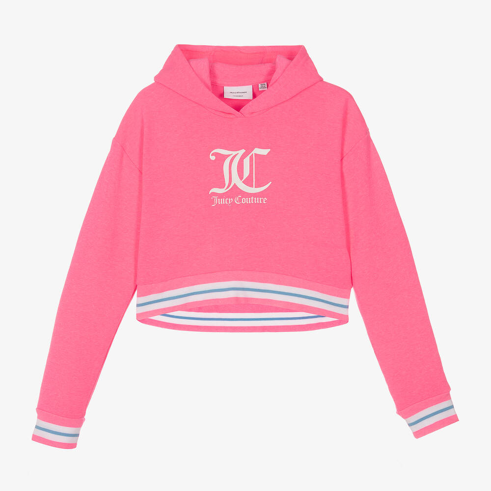 Juicy Couture - Sweat à capuche rose fluo en coton | Childrensalon