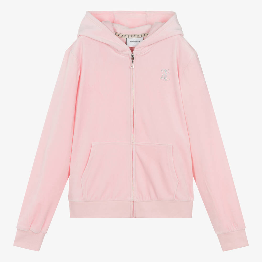 Juicy Couture - Teen Girls Pale Pink Velour Zip-Up Top | Childrensalon