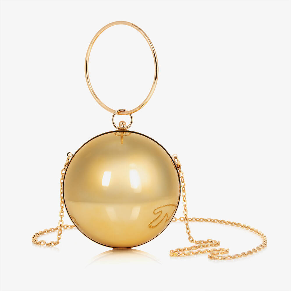 Junona - Girls Gold Ball Clutch Bag (20cm) | Childrensalon