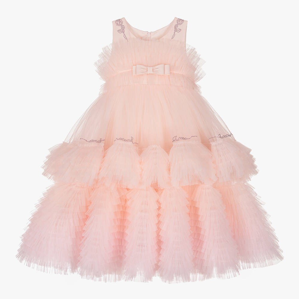 Junona - Girls Pale Pink Tulle Dress | Childrensalon