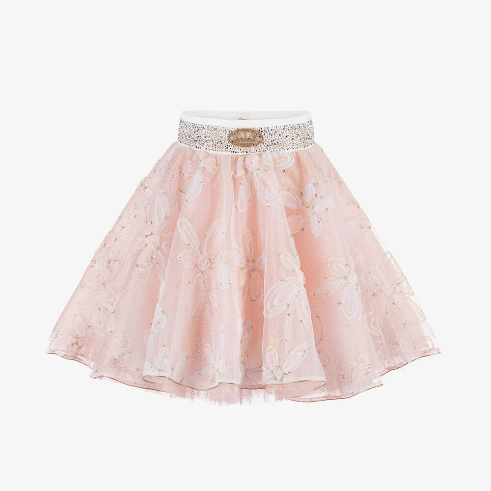 Junona - Girls Pink & Gold Tulle Skirt | Childrensalon
