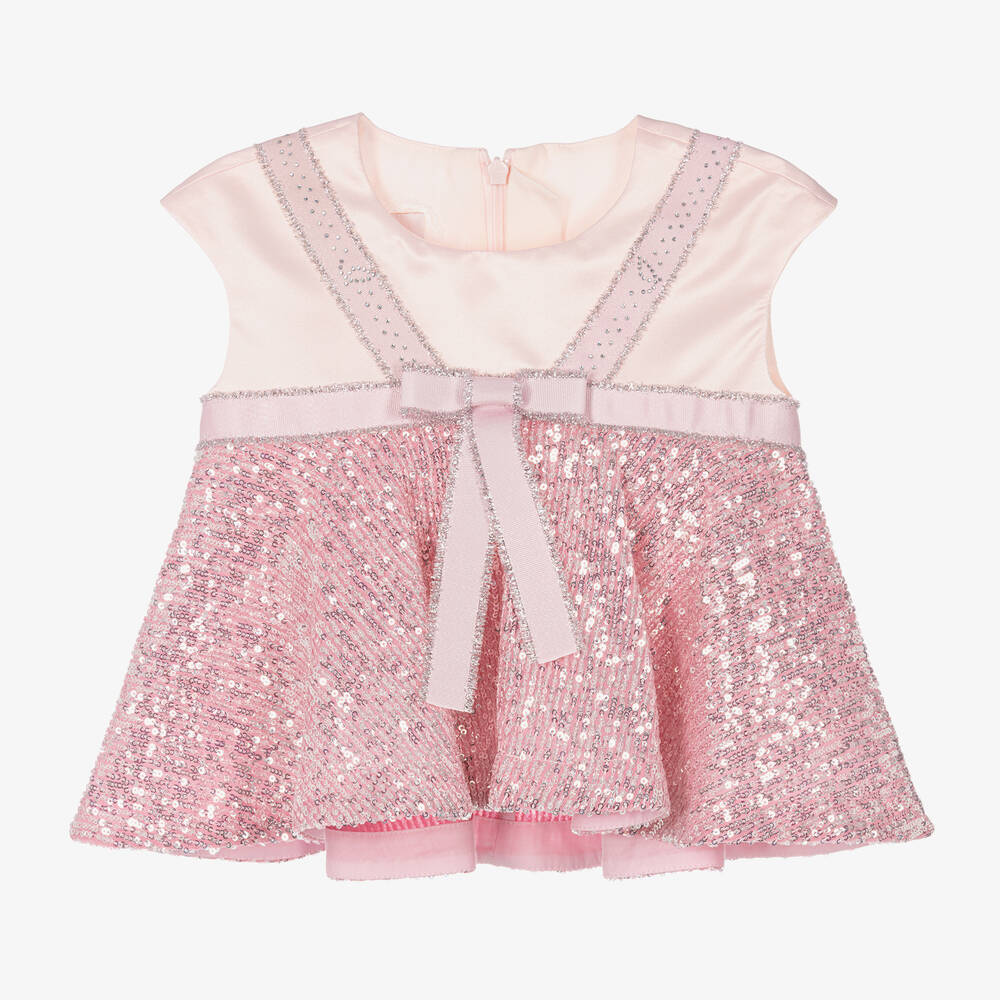Junona Kids' Girls Pink Satin Sequin Blouse