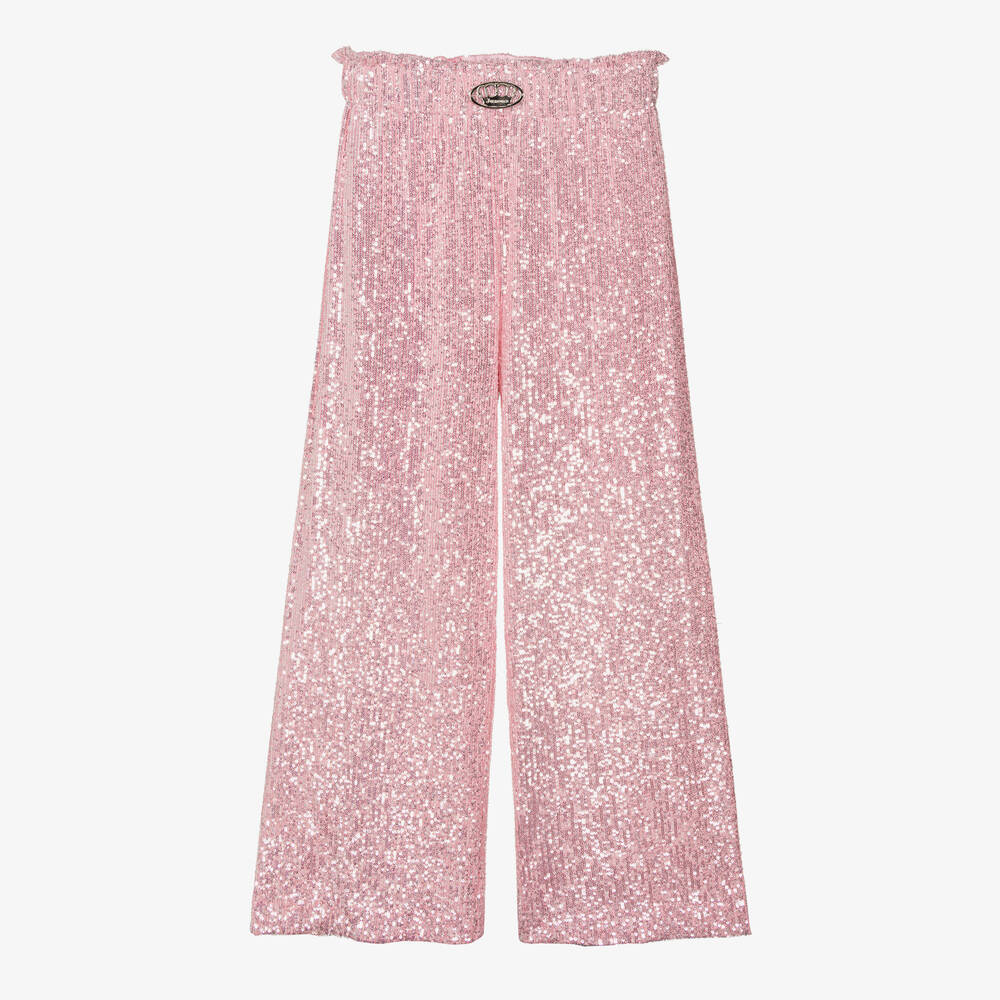 Junona - Girls Pink Sequin Trousers | Childrensalon