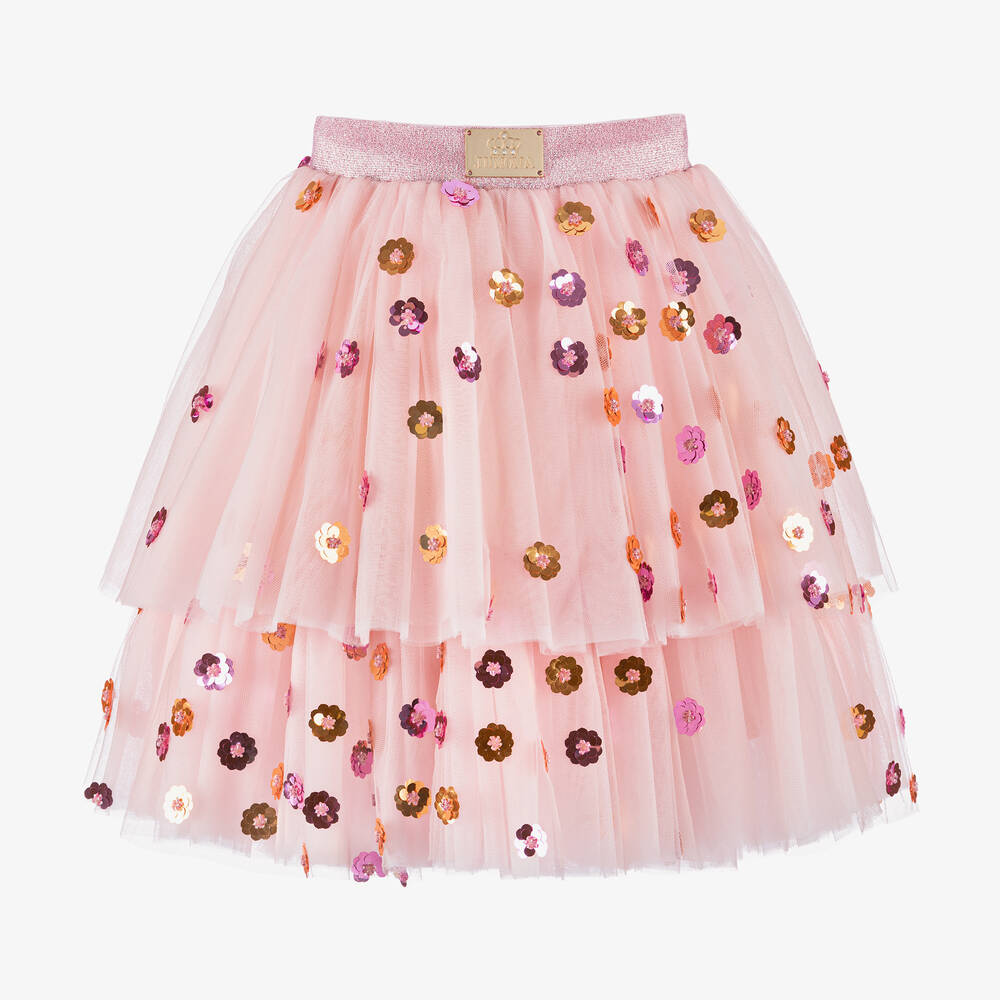 Junona Kids' Girls Pink Sequin Tulle Tutu Skirt