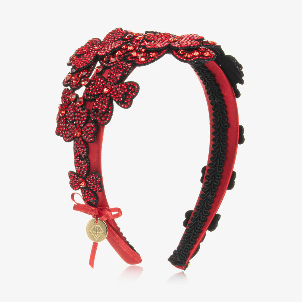 Shop Junona Girls Red Diamanté Flower Hairband