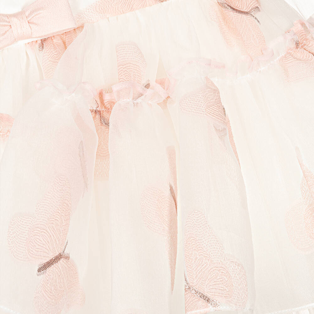 Junona - Girls White Organza & Pink Butterflies Dress | Childrensalon