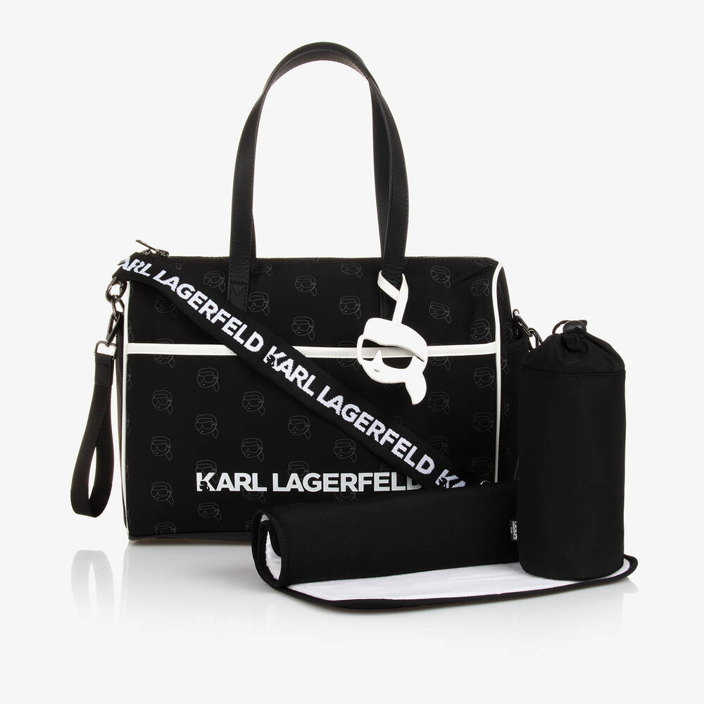 KARL LAGERFELD KIDS - Black Ikonik Baby Changing Bag (36cm) | Childrensalon