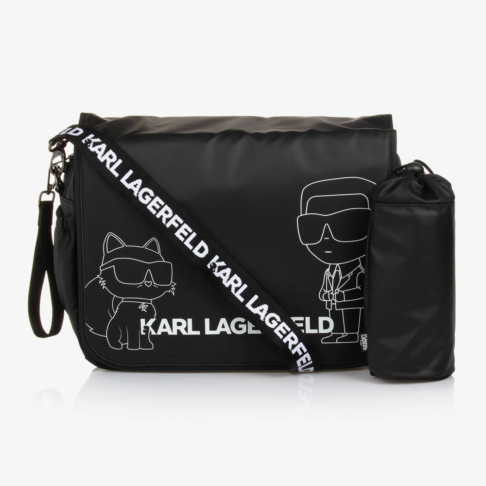 KARL LAGERFELD KIDS - Black Ikonik Baby Changing Bag (37cm) | Childrensalon