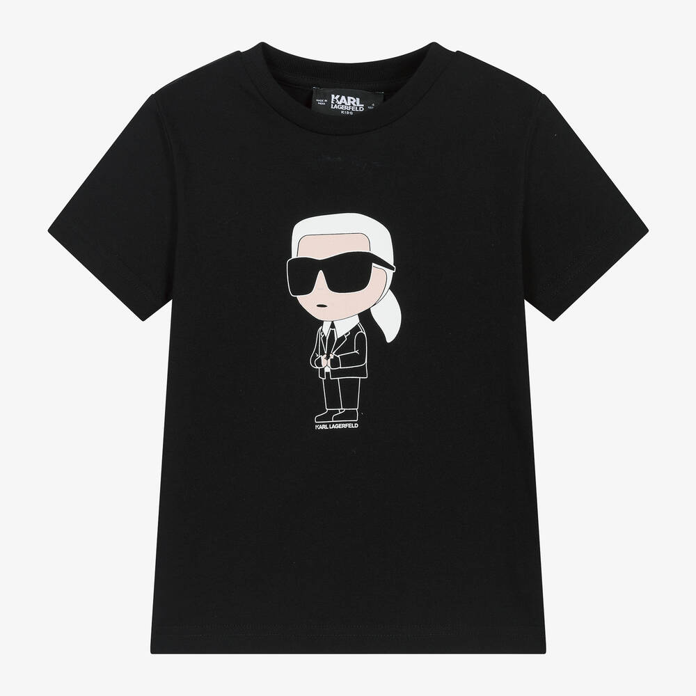 KARL LAGERFELD KIDS - Black Karl Ikonik Cotton T-Shirt | Childrensalon