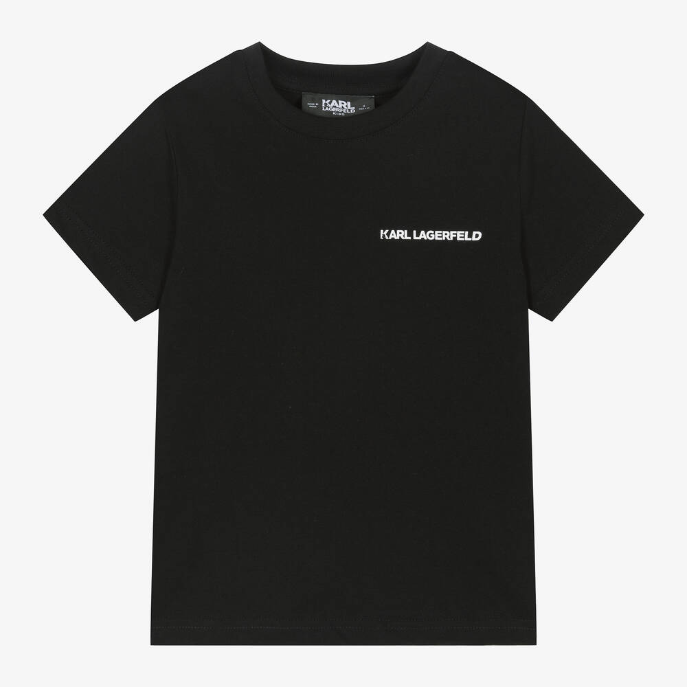 Shop Karl Lagerfeld Kids Boys Black Cotton Karl Ikonik T-shirt