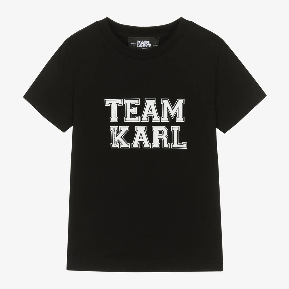 KARL LAGERFELD KIDS - Boys Black Cotton Team Karl T-Shirt | Childrensalon