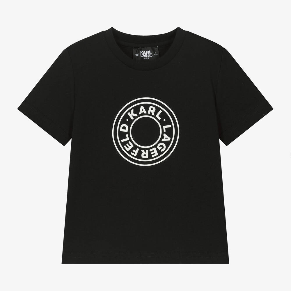 KARL LAGERFELD KIDS - Boys Black Organic Cotton T-Shirt | Childrensalon