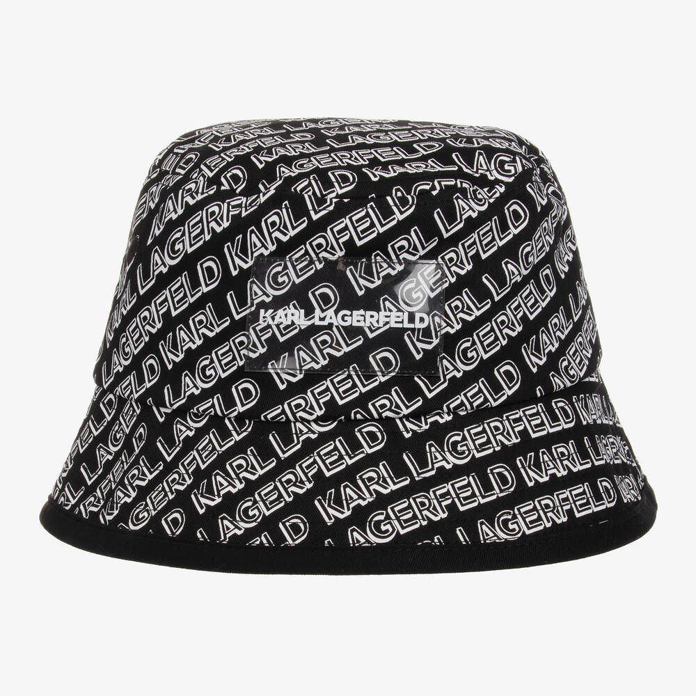 Karl Lagerfeld Kids' Cotton Twill Bucket Hat In Black
