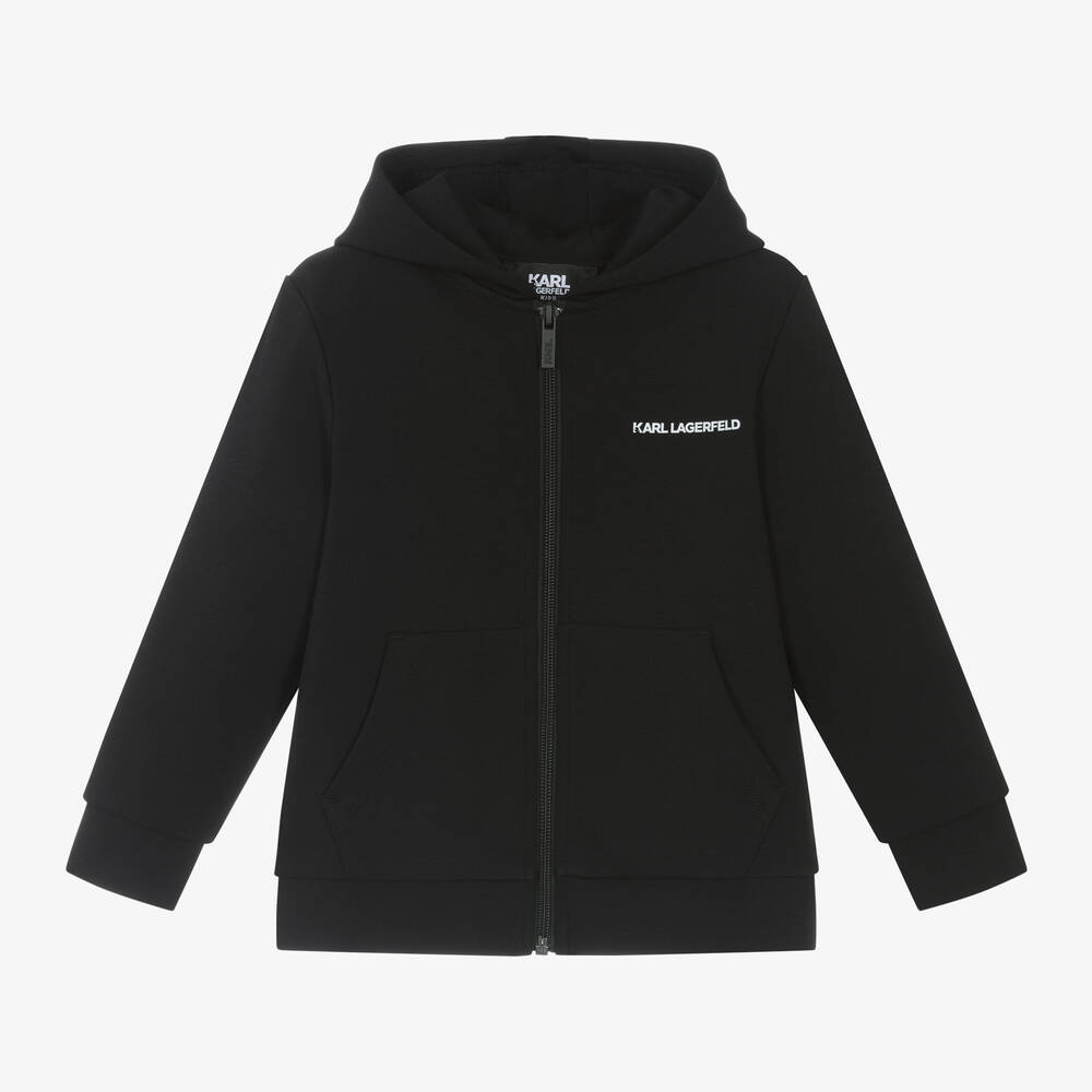 KARL LAGERFELD KIDS - Boys Black Zip-Up Hoodie | Childrensalon