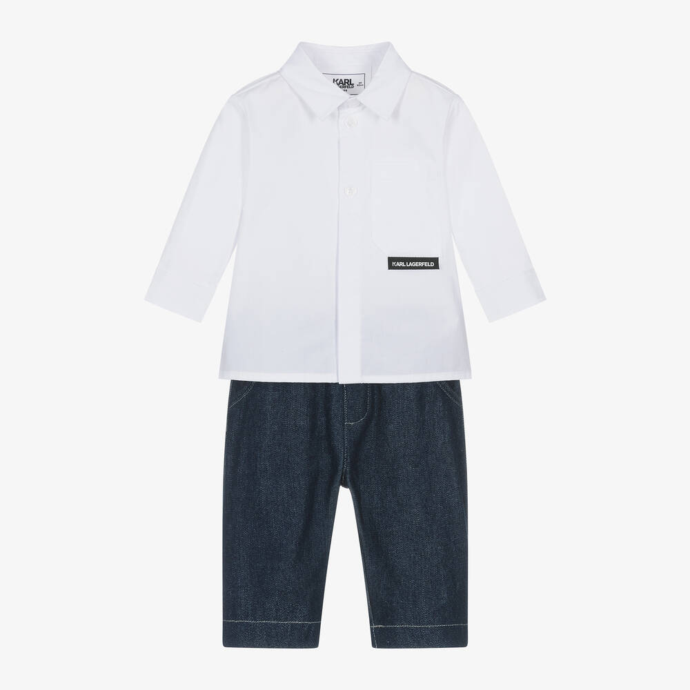 Karl Lagerfeld Babies'  Kids Boys Blue Denim Jeans Set