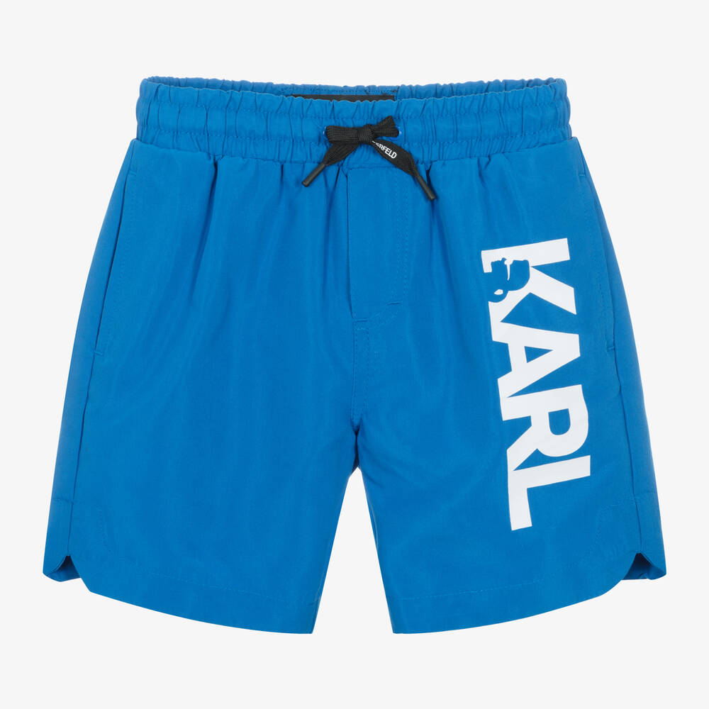 KARL LAGERFELD KIDS - Boys Blue Karl Logo Swim Shorts | Childrensalon