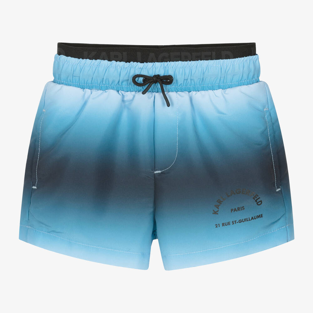 KARL LAGERFELD KIDS - Boys Blue Ombré Swim Shorts | Childrensalon