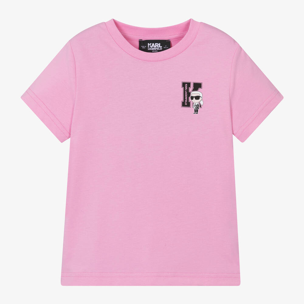 KARL LAGERFELD KIDS - Boys Pink Organic Cotton T-Shirt | Childrensalon