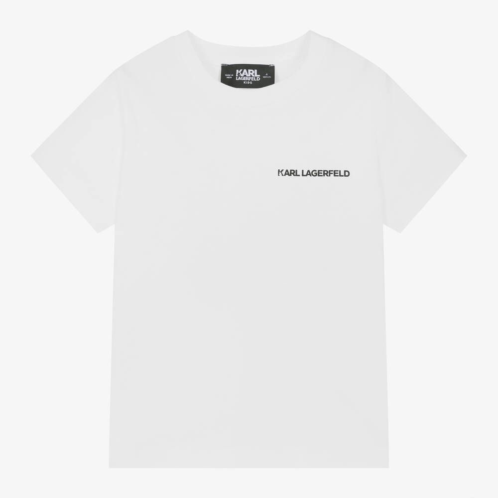 KARL LAGERFELD KIDS - Boys White Cotton Karl Ikonik T-Shirt | Childrensalon