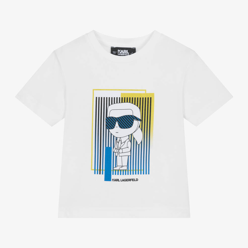 KARL LAGERFELD KIDS - Boys White Karl Ikonik T-Shirt | Childrensalon