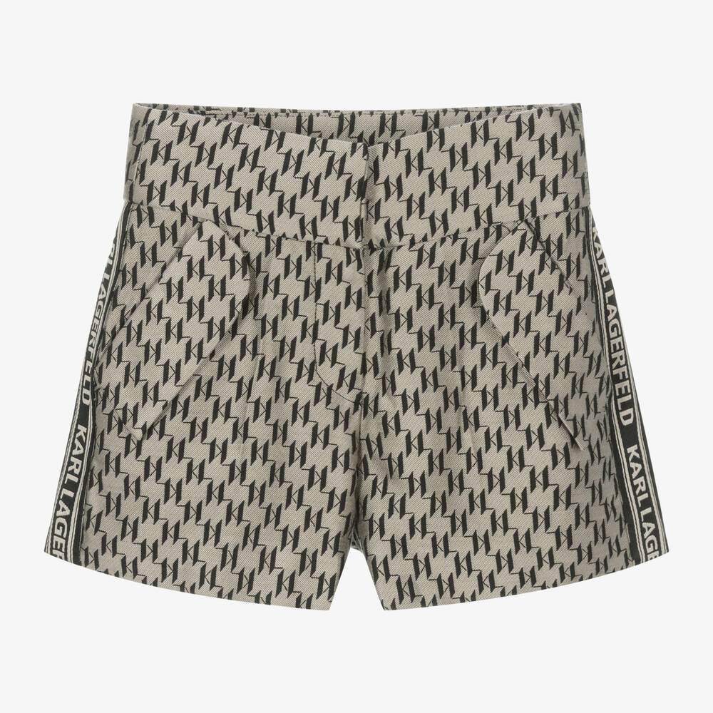 KARL LAGERFELD KIDS - Girls Beige KL Monogram Shorts | Childrensalon