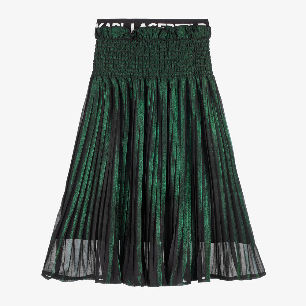 KARL LAGERFELD KIDS - Girls Black & Green Chiffon Skirt | Childrensalon