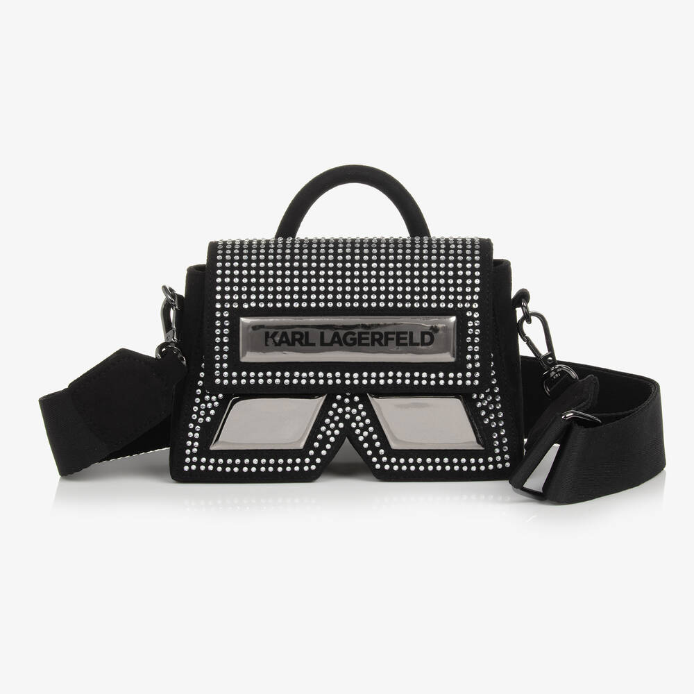 KARL LAGERFELD KIDS - Girls Black IKON K Handbag (17cm) | Childrensalon