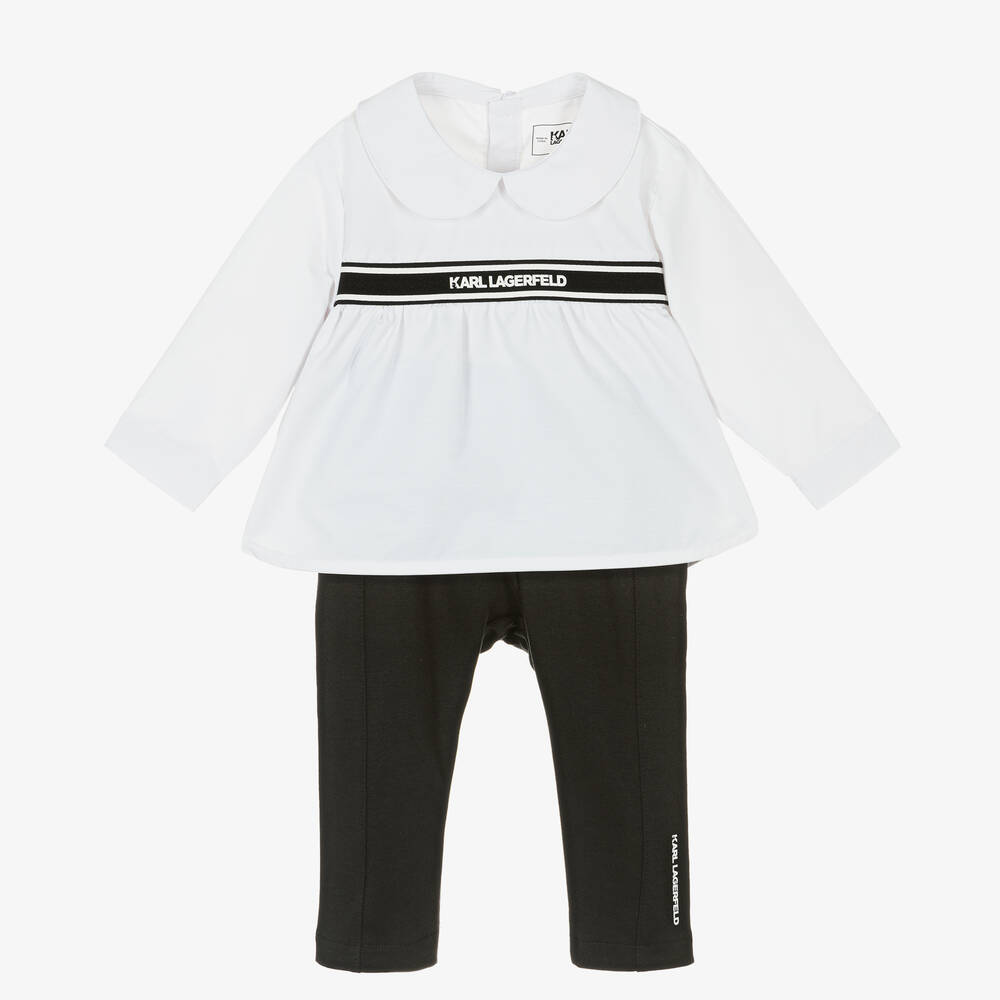 KARL LAGERFELD KIDS - Girls Black Leggings Set | Childrensalon