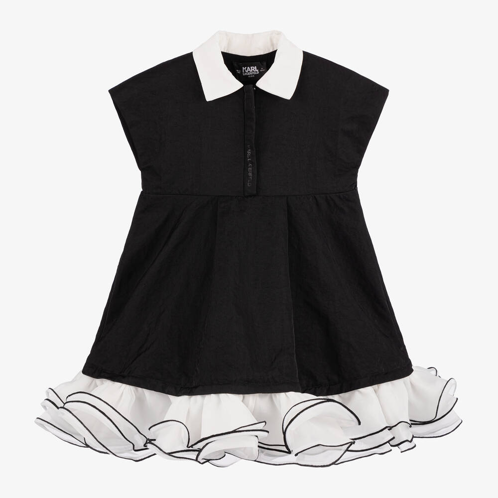 KARL LAGERFELD KIDS - Girls Black Organza Ruffle Dress | Childrensalon