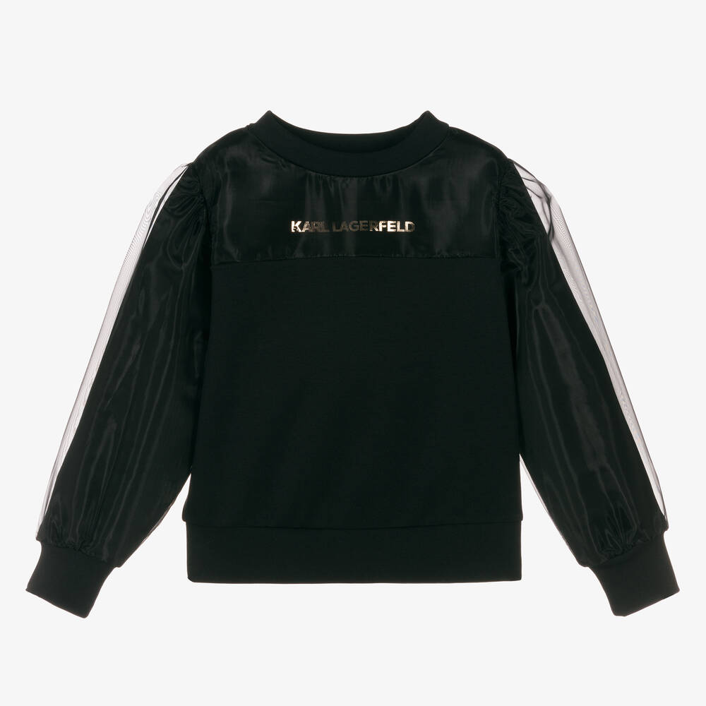 KARL LAGERFELD KIDS - Girls Black Organza Sweatshirt | Childrensalon