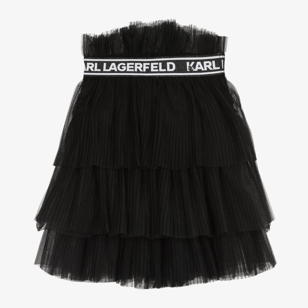 Shop Karl Lagerfeld Kids Girls Black Pleated Tutu Skirt